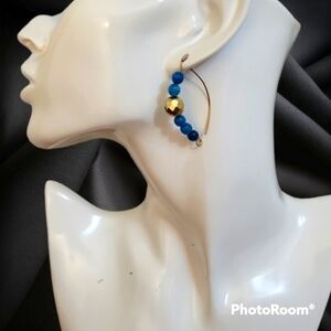 HANDMADE Jade Czech Glass Beaded Open Hoop Earrings